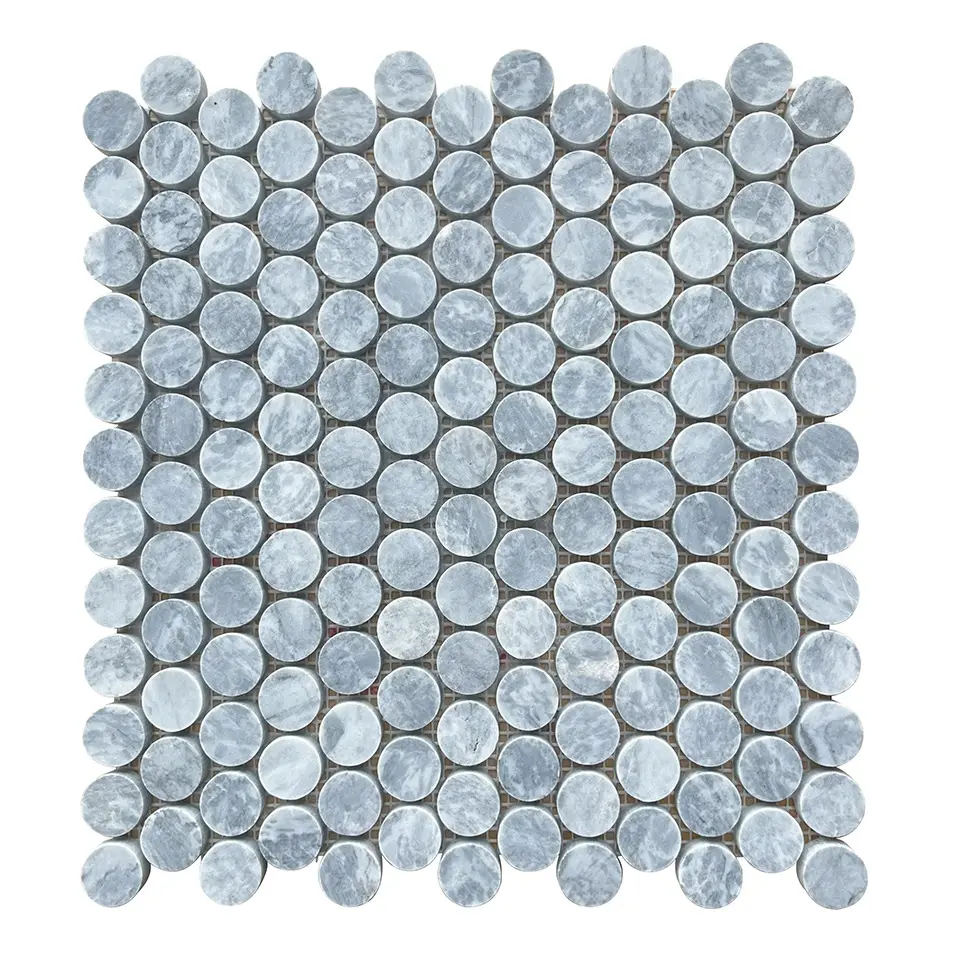 Artemisa Mármol gris Mosaico Penny Redondo 23mm