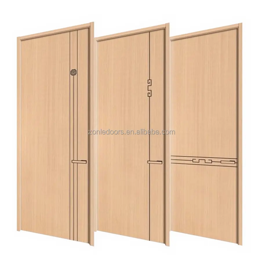 Puertas automáticas de madera para casas Diseños de MDF HDF compuestos individuales Puerta de panel de madera Puertas interiores modernas