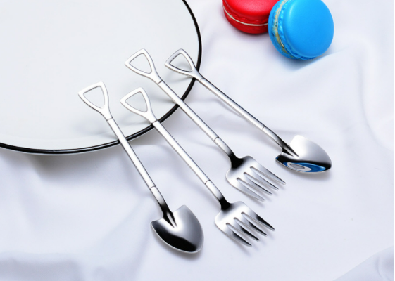 2021 new 304 stainless steel fork mini yogurt ice cream honey fruit salad dessert fork spoon set