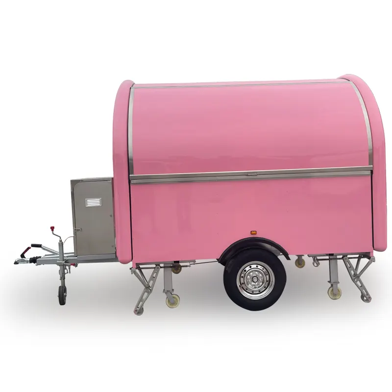 Barra de carro de camión de remolque de comida de helado de tortas móviles rosas personalizadas para el estándar europeo