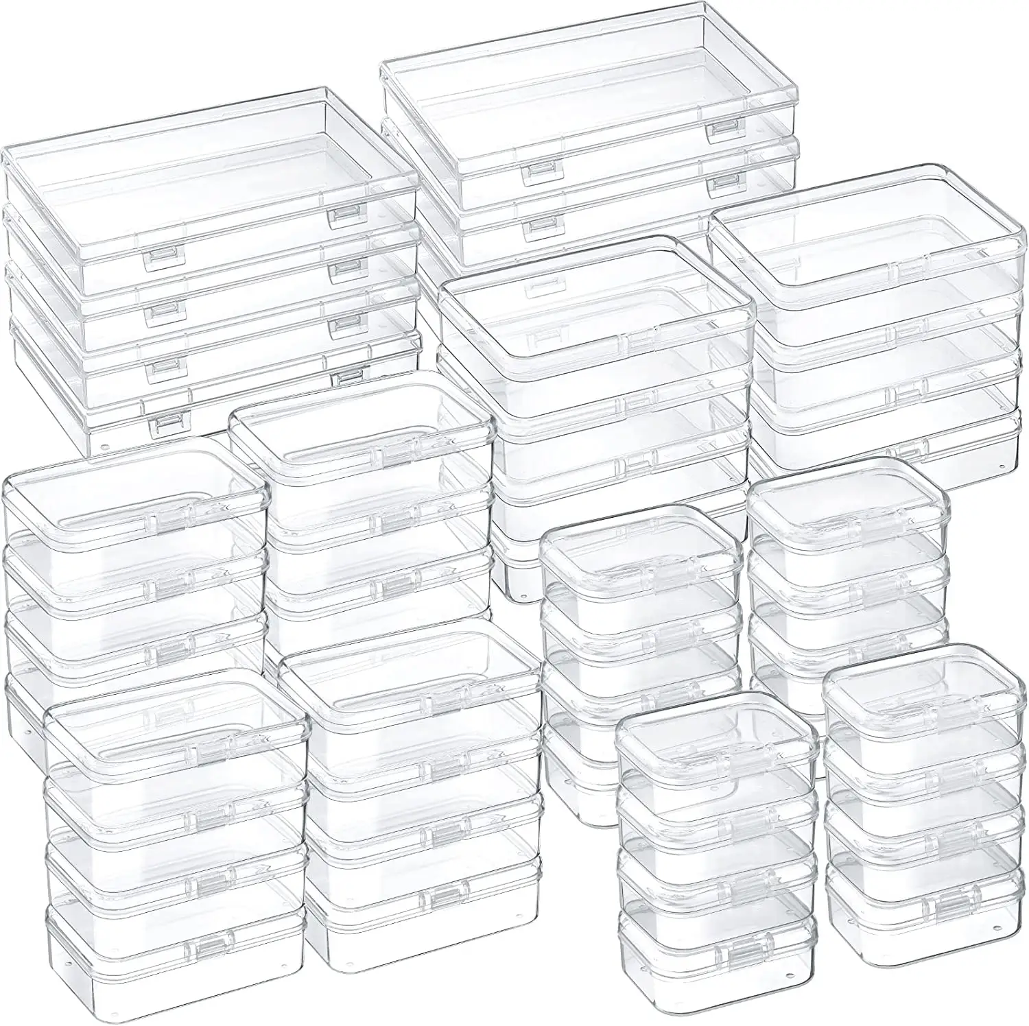 Boîte en plastique visible à haute transparence mallette de rangement transparente avec couvercle utilisation pour organiser de petites pièces conteneur de boîte de rangement en plastique