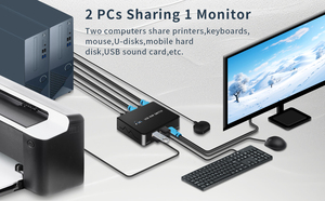 8K HDMI KVM开关2进1出8K 60Hz HDMI USB KVM切换器2x1，用于2 pc共享显示器鼠标键盘，带桌面控制器