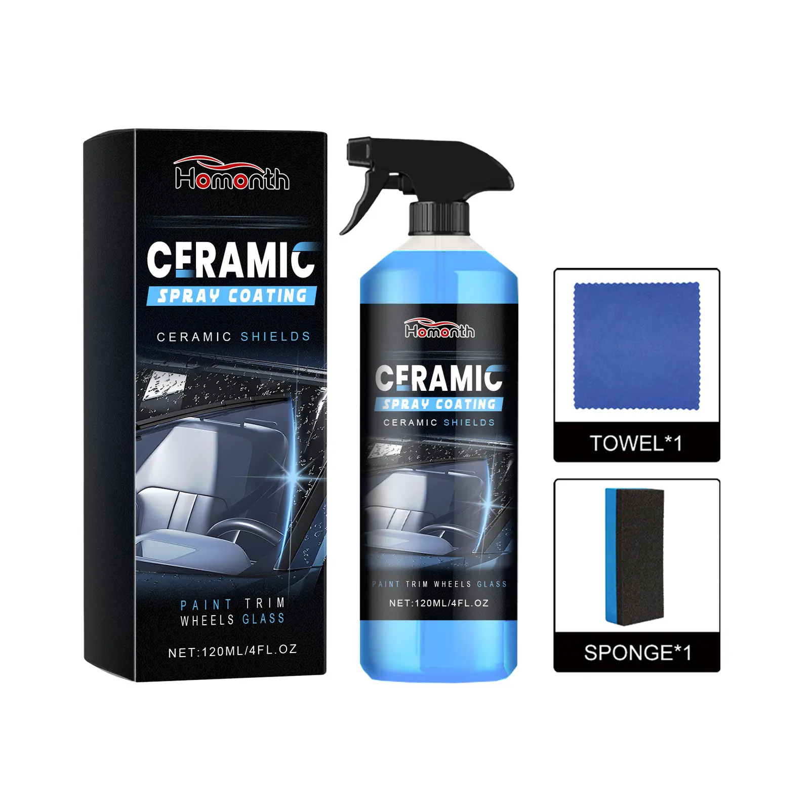 Homonth de marque privée revêtement en céramique nettoyant pour pare-brise automobile Kit de nettoyage de vitres de voiture