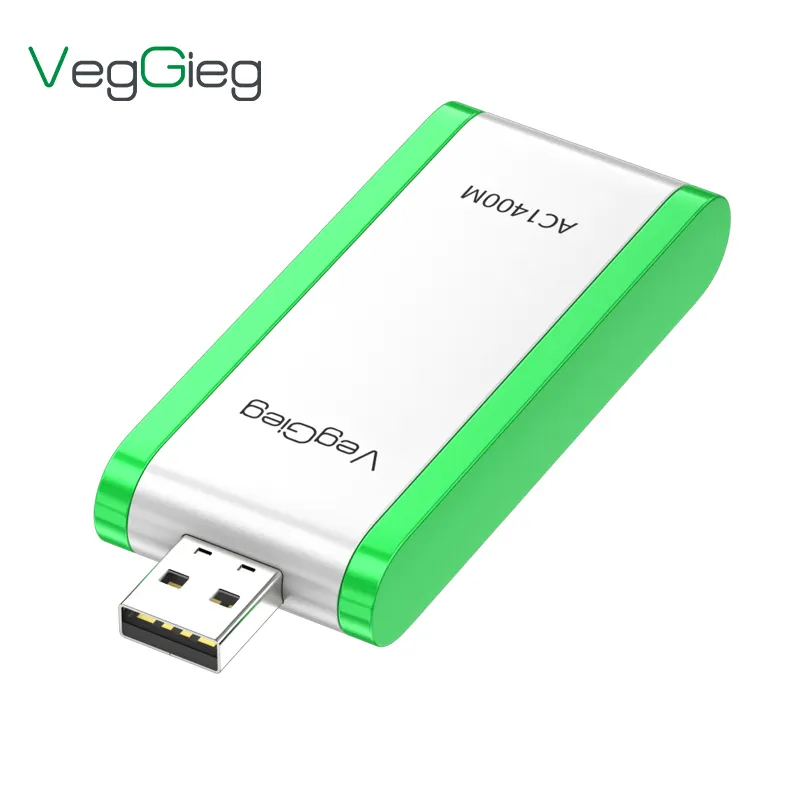 Veggieg 고품질 USB 2.4Ghz 1400M CE LAN 네트워크 카드 와이파이 드라이버 데스크탑/노트북 용 미니 USB 무선 와이파이 어댑터