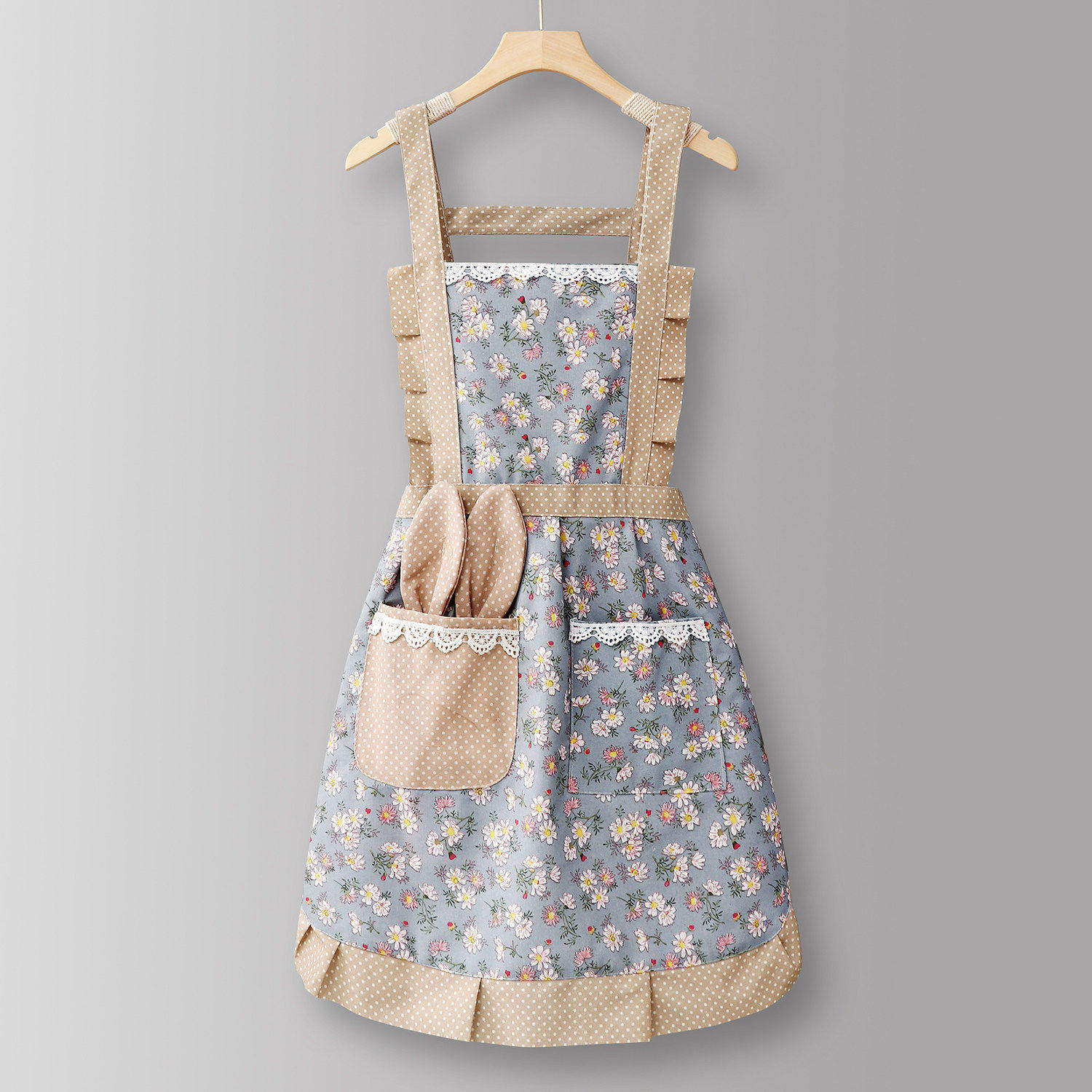 Orejas de conejo estilo Blue-Princess, algodón con diseño floral de crisantemo.