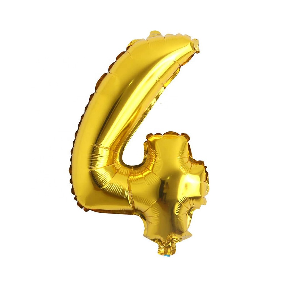 4 globos numéricos dorados