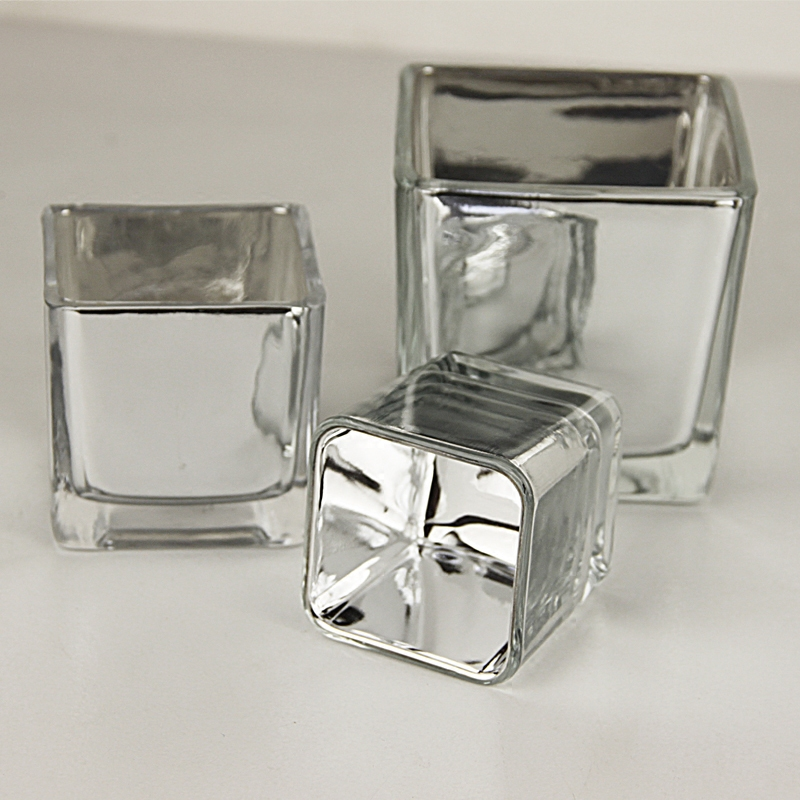 Square electroplated candle jars