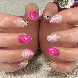 24 adet 3735 pembe altın akrilik Nail Art kısa basın yıldız tasarım modeli tarzı yapay şeker yanlış tırnaklar için parmak - Product Image 2