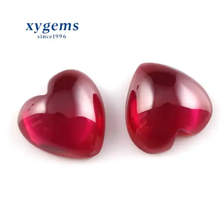 Hotsales di bella qualità colore rubino cuore fondo piatto cabochon corindone sintetico rubino gemme 5 #6x6mm