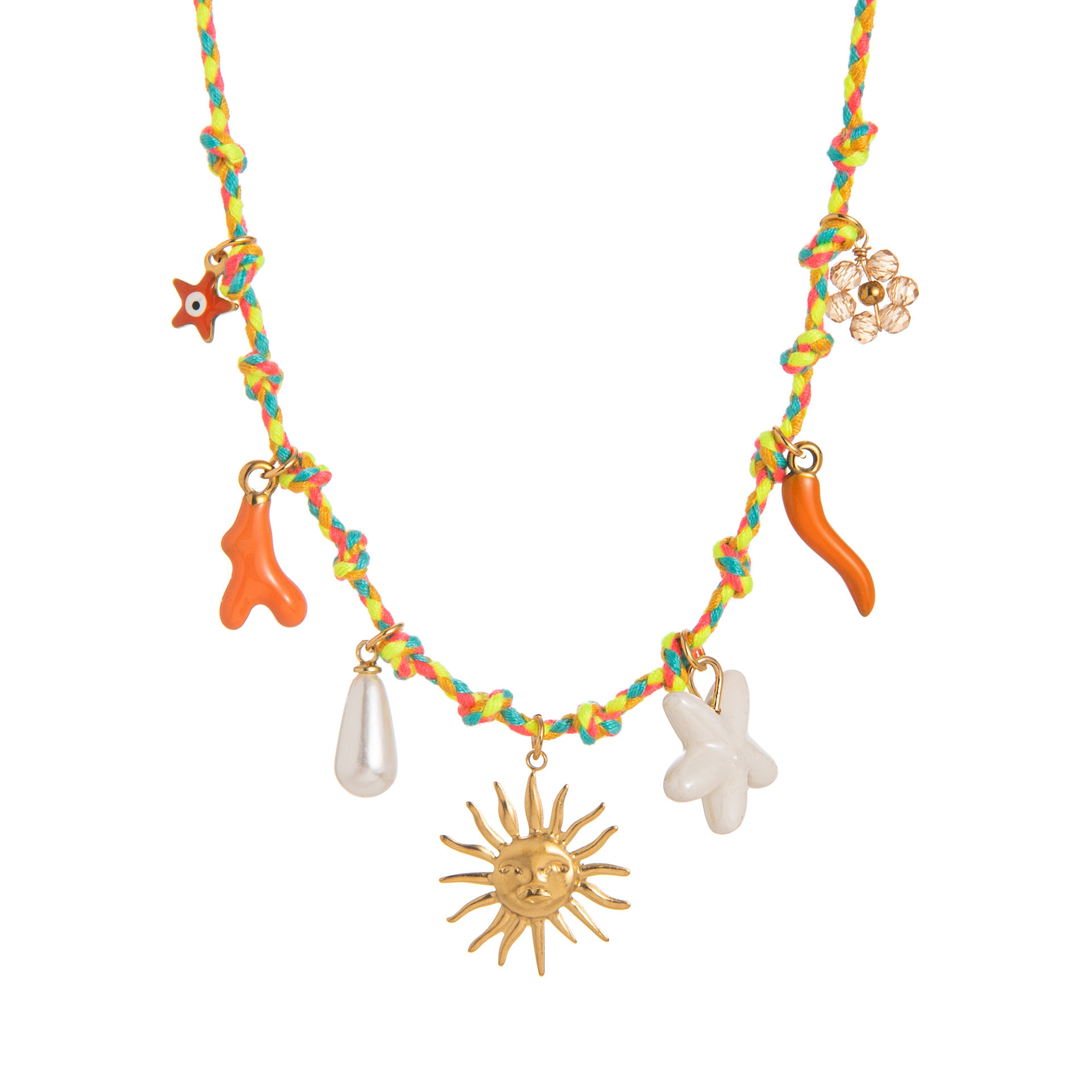 Collar de cuerda naranja sol