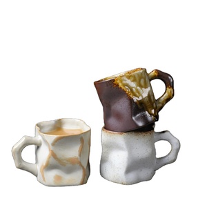 Handmade <strong>Ceramic</strong> Stoneware Vintage Mug Funny Clay Coffee or Milk Cup Retro Pottery With 280ml Capacity for Presents