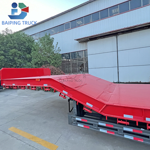BaiPing 3-Axle 40-60T rampa ile düşük düz yatak yarı römork çelik malzeme - Product Image 4