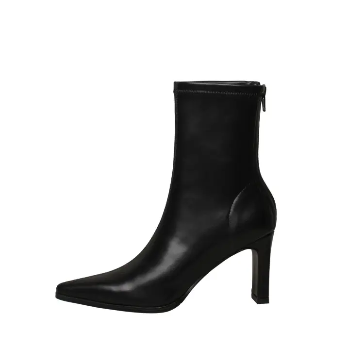 Bottines en cuir à bout pointu pour femmes, bottes courtes, de pluie, en caoutchouc, sexy, avec fermeture éclair, à la mode, bon marché, prix