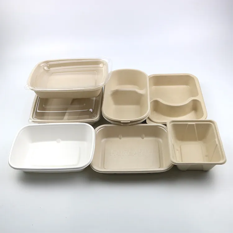 Plateau de nourriture en papier jetable, Logo personnalisé, biodégradable, Compostable, Bagasse, canne à sucre, pulpe