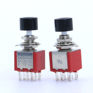 DS-622 on on 6Pin <strong>DPDT</strong> <strong>Push</strong> <strong>Button</strong> <strong>Switch</strong> 2A 250VAC/ 5A 125VAC ON-(ON) Red Housing 6MM Small <strong>Push</strong> <strong>Button</strong> - Product Image 4
