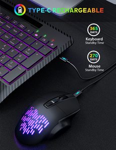 Teclado inalámbrico de 112 teclas y ratón retroiluminado teclado ergonómico recargable - Product Image 5