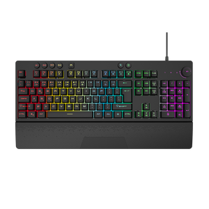 Aikun GX650 Teclado para juegos con interruptor de goma Reposamuñecas Teclas macro Control de volumen multimedia Modos de retroiluminación dinámica