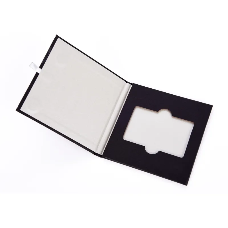 Benutzer definierte Luxus dünne magnetische Verpackungs boxen Buch Stil starre Box mit Seidenband für Kreditkarten Postkarten