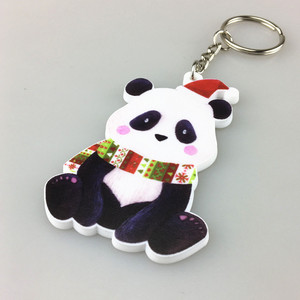 ファクトリーアウトレットソフトPVC 2Dパンダクリスマスキーチェーンフルカラー印刷漫画動物パターン - Product Image 5
