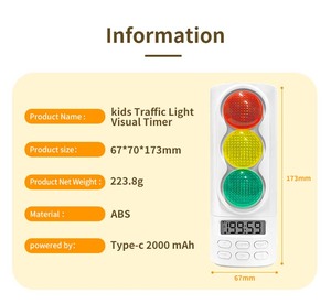 Bulk Order Modern Round Traffic <strong>Light</strong> <strong>LCD</strong> Display <strong>Timer</strong> for Kids Countdown Alarm with Visual Effect Plastic Material