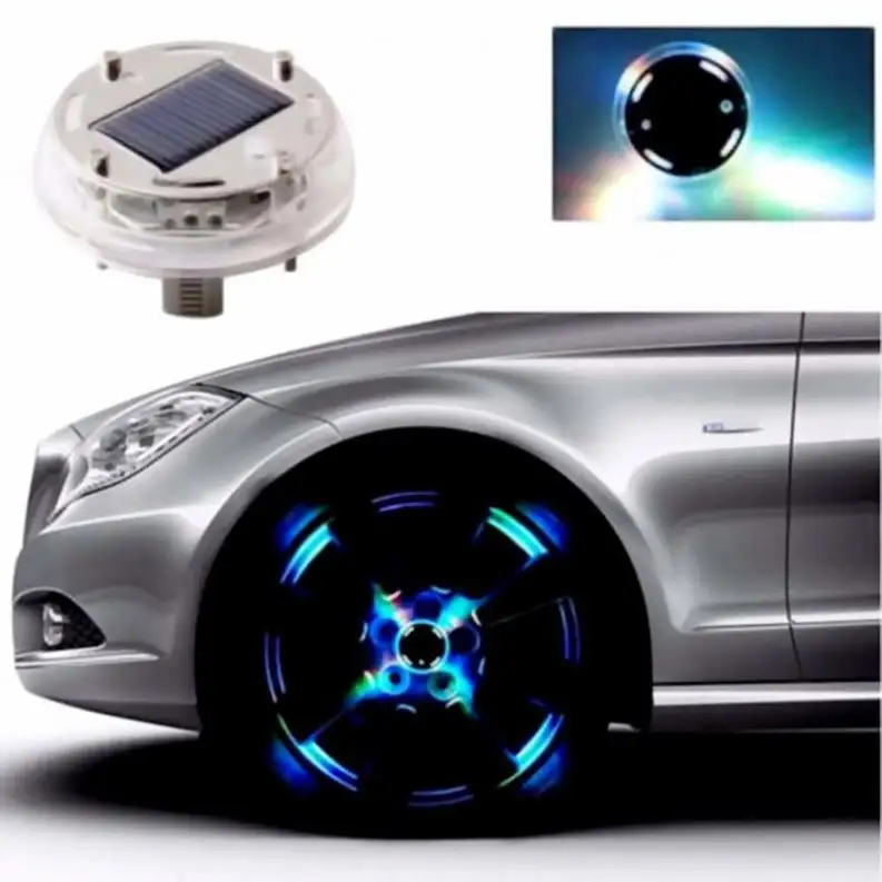 Accesorios para coche, 12 LED RGB, energía Solar, rueda Flash, llanta de rueda, luz colorida, atmósfera, Hub, lámpara, luces decorativas
