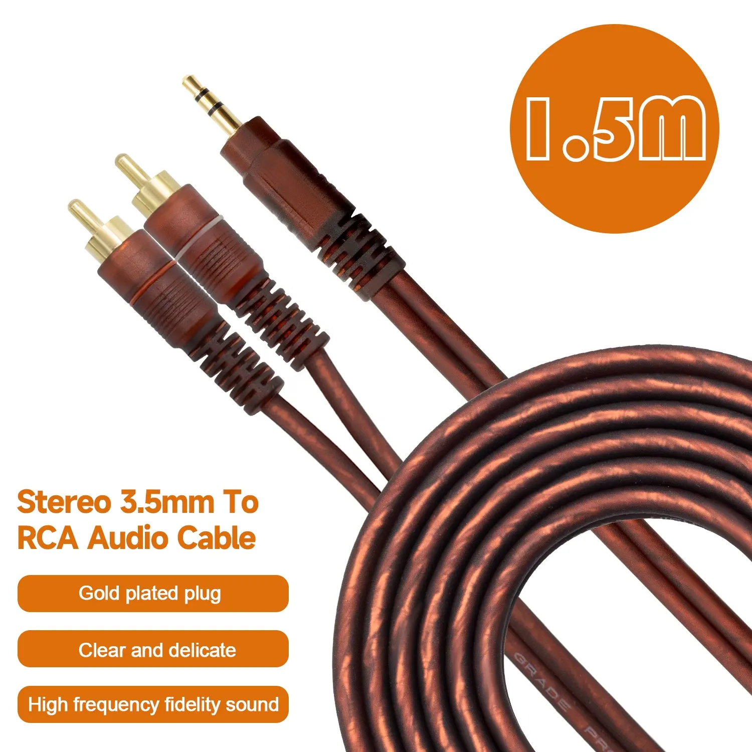 Hoge Kwaliteit Audio Kabel 1.5M Stereo Dual Rca Male Naar Male 3.5Mm Naar Twee Rca Voor Versterker