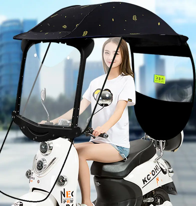 Motocicleta Sun Visor Shade Tenda Guarda-chuva Pára-brisas Canopy Motocicleta Telhado Bicicleta Mobilidade Scooter Sunshade Rain Cover