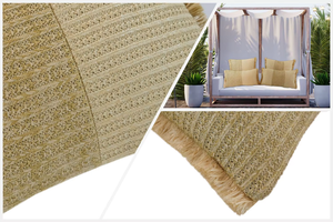 Nhà Máy Bán buôn đơn giản phong cách Linen ngoài trời gối đệm Raffia Patio handloom chắp vá Cushion Cover xách tay cho cắm trại - Product Image 5