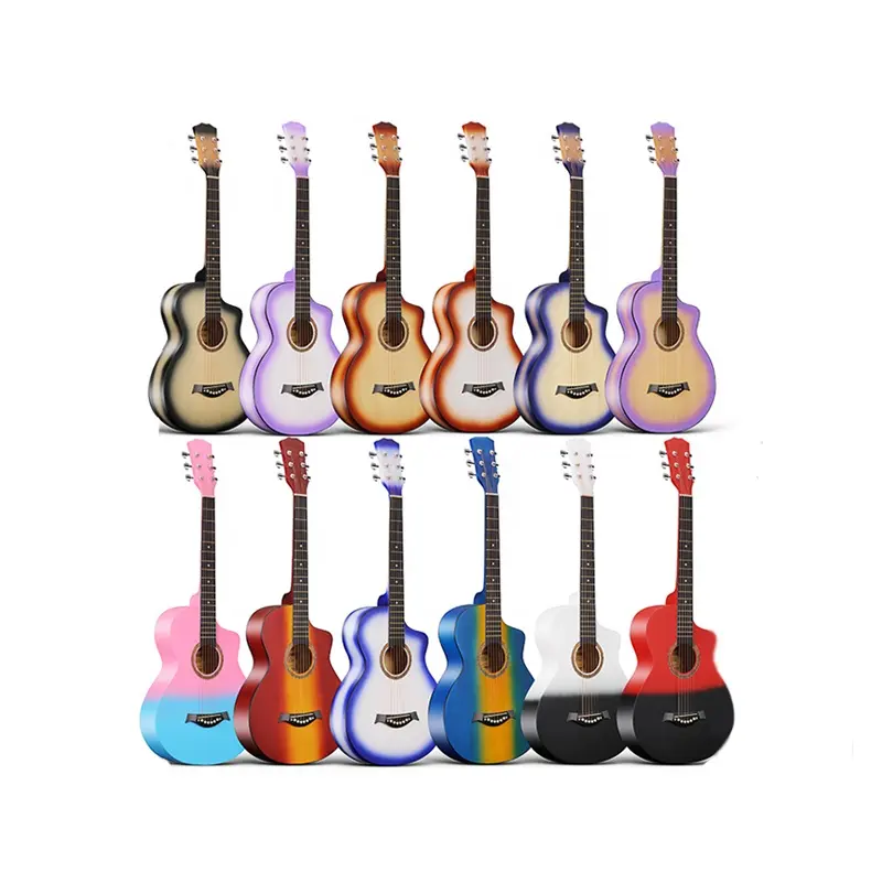 Aiersi neue romantische Farbverlauf lila dekorative Gitarre Anfänger spielbare akustische 38-Zoll-Gitarre Verkauf für Jugendliche und Frauen