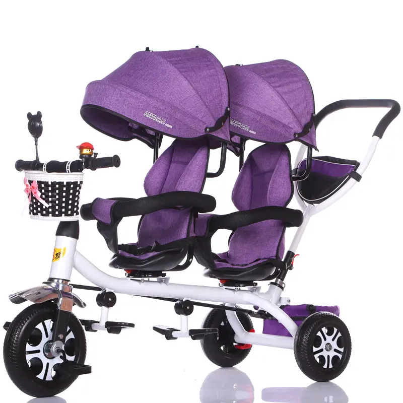 Bestverkopende Producten Kinderen Driewieler Twin Trolley Dubbele Baby Fiets Kinderwagen Kinderwagen