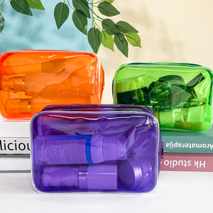Customized Large Capacity Clear PVC <strong>Makeup</strong> Organizer <strong>Cheap</strong> Travel Cosmetic <strong>Case</strong> with Zipper &amp; Colored Custom Logo - Product Image 1