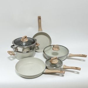 Không dính gốm 9-Piece thép không gỉ <span class=keywords><strong>Cookware</strong></span> Set với xử lý chịu nhiệt - Product Image 5