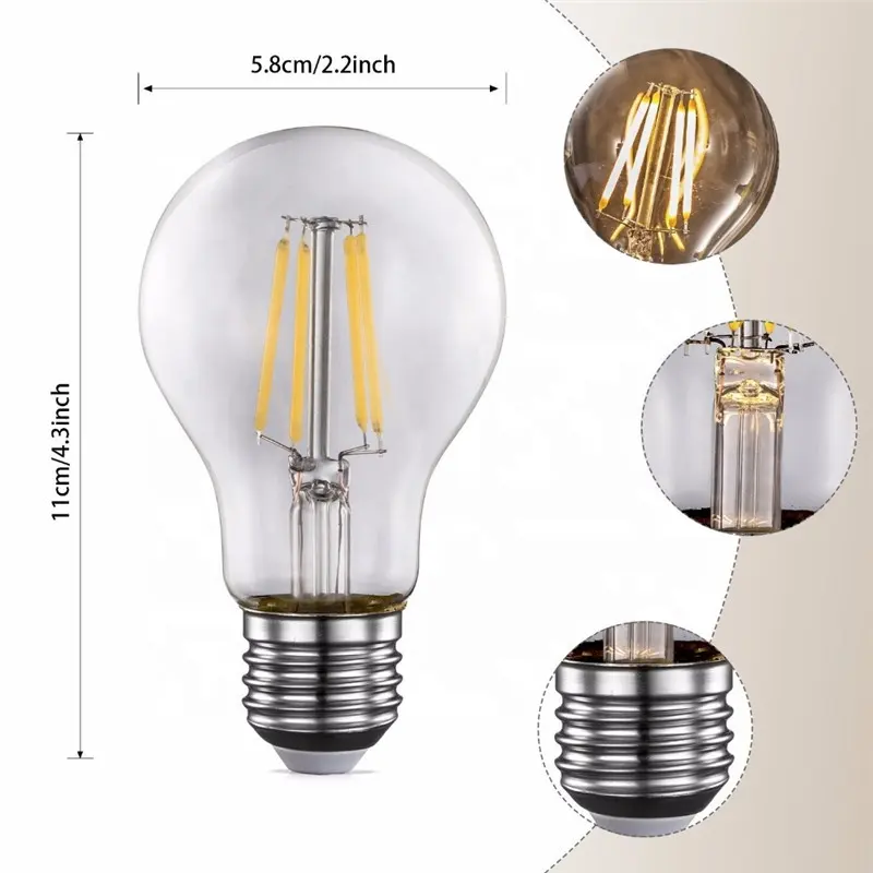 Prezzo basso Retro Edison E26 E27 B22 12V 24V 4W 6W bianco caldo A19 A60 LED filamento della lampadina