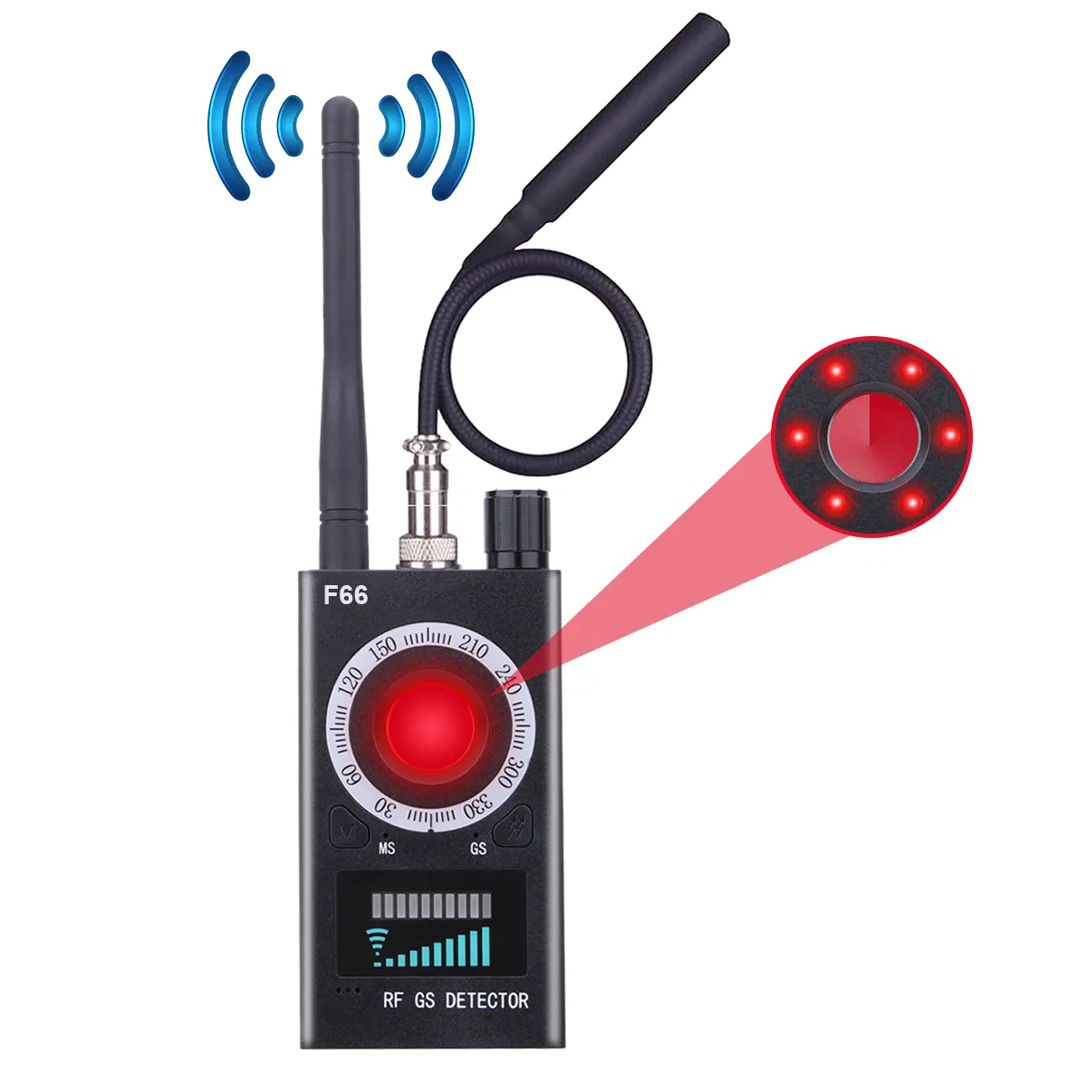 GPS Lens Segnale RF Tracker Mini Rivelatore Telecamera Nascosta Portatile Lens Finder GSM Spy Bug Detector