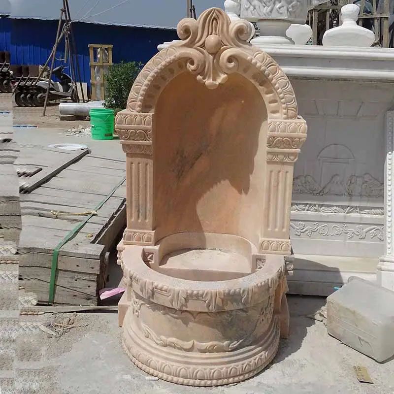 Fuente de agua de mármol blanco grande tallada en piedra Natural de jardín al aire libre de alta calidad para la venta