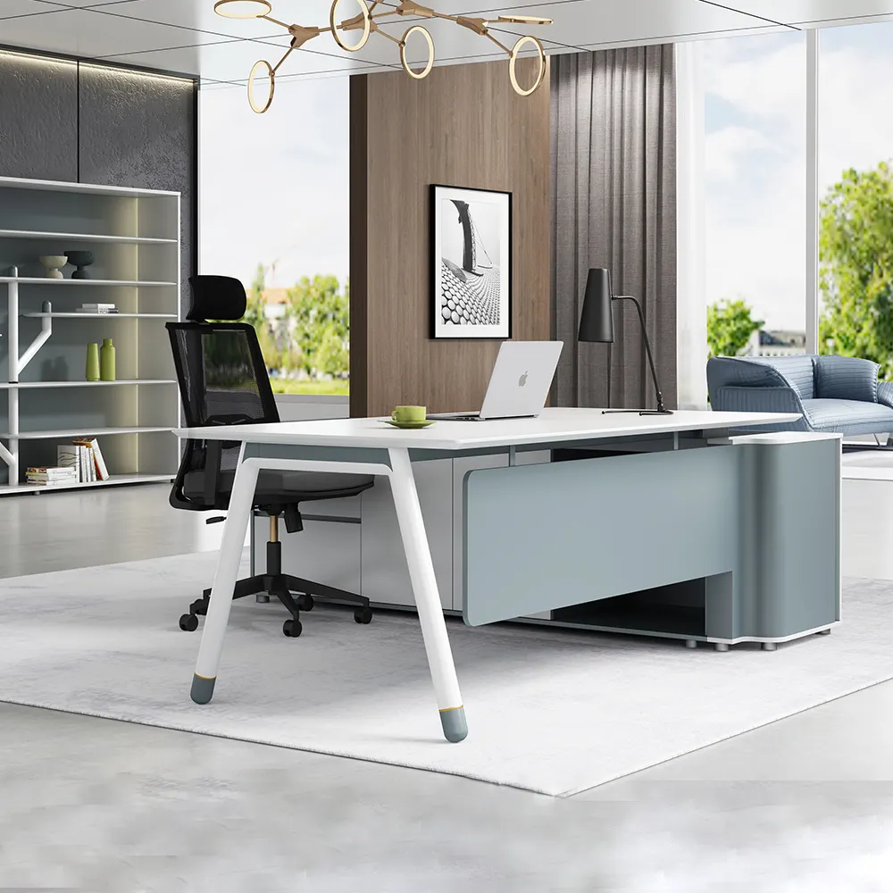 מכירה חמה יוקרה מודרני בצורת L מנהל מנכ""ל שולחן שולחן עבודה מעץ ריהוט משרדי שולחן אסלת שולחן מנהלים