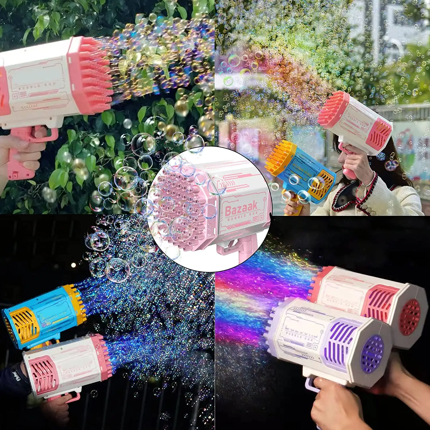 Upgrade 69 Holes Bazooka Bubble Machine Gun Rocket Bubble Launcher Gun Bubble Maker Blower