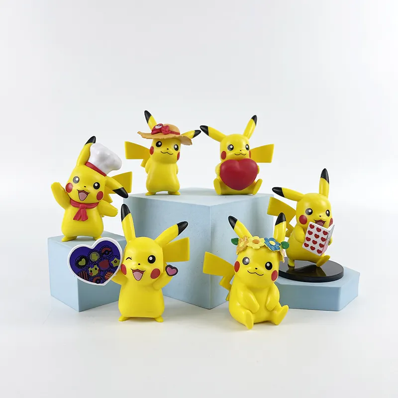 BJ Pokemoned figura amor lindo Pikachu Anime PVC colección Pokemoned figura Pikachu figura de acción para Decoración