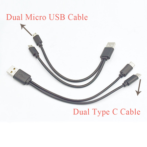 ปั้นประเภทการชาร์จอย่างรวดเร็ว2ใน1สาย USB คู่ Micro USB C สายแยกสาย Y สำหรับโทรศัพท์2ชาร์จ - Product Image 2