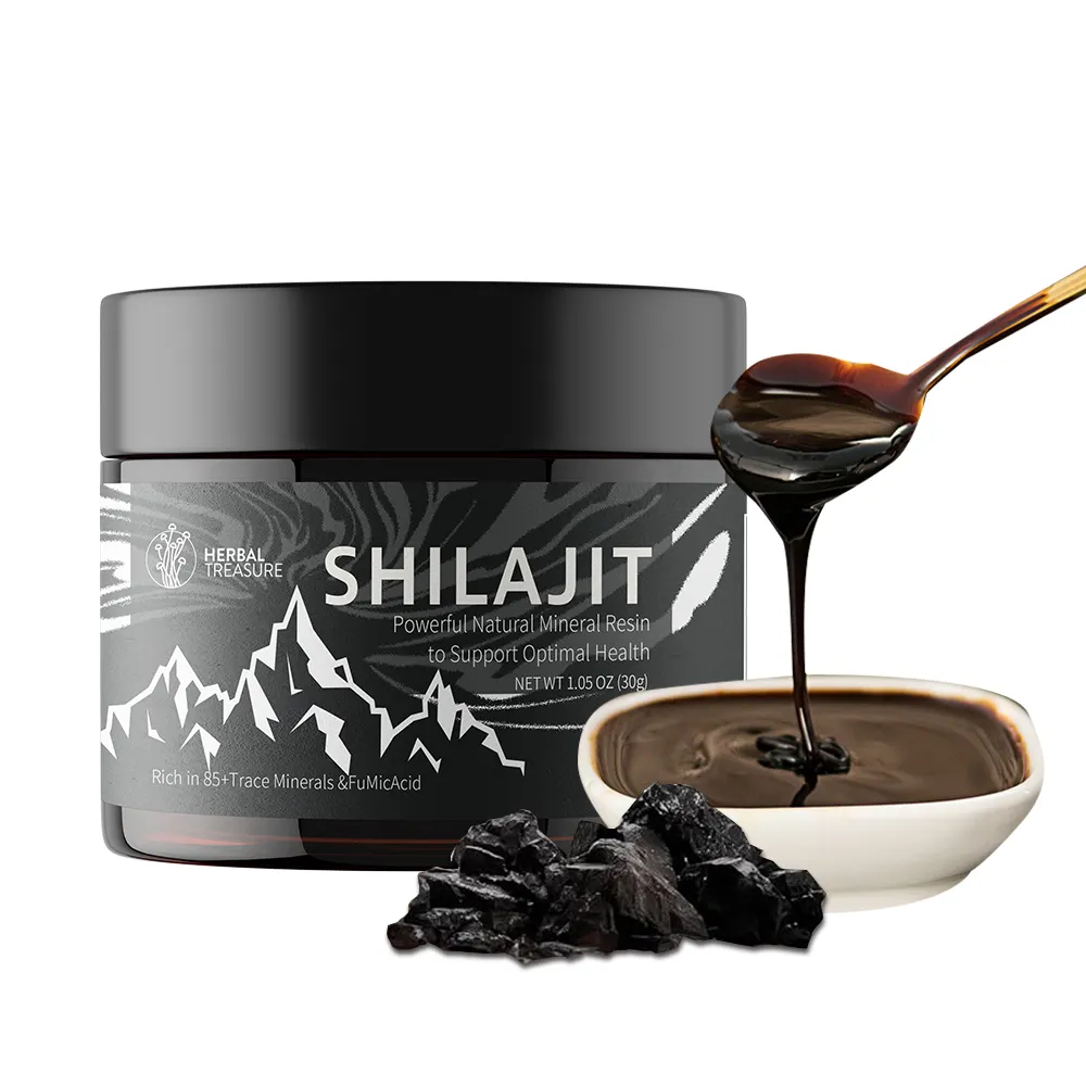 Résine Shilajit de qualité supérieure avec acide fulvique riche provenant de l'Himalaya en Inde, disponible en marque privée et emballage