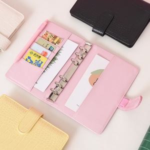 A6 Macaroon Diary Notebook <strong>6</strong> Ring Binder with PU Leather Cover Colorful Cute Pockets Loose-leaf <strong>Hardcover</strong> Style - Product Image 4