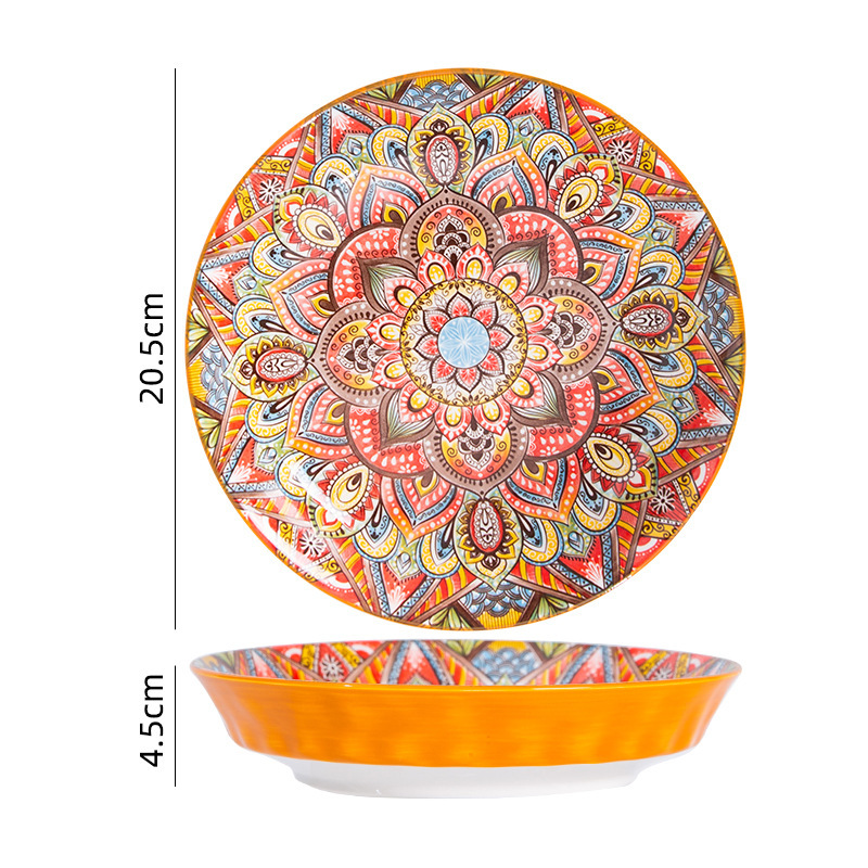 Plato de arroz amarillo de 8 pulgadas con diseño de grano de piedra Malake.