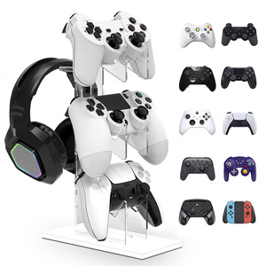 PS4 için üç katlı Gamepad kulaklık ekranı PS5 PS3 PS2 anahtarı Pro Xbox kontrolörleri için standı - Product Image 5