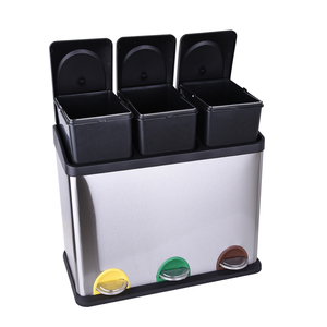 Papelera de reciclaje grande de 45L, 3X15L, con pedal, protección contra olores, papelera de clasificación con tapa de cierre suave WBS028L45 - Product Image 4