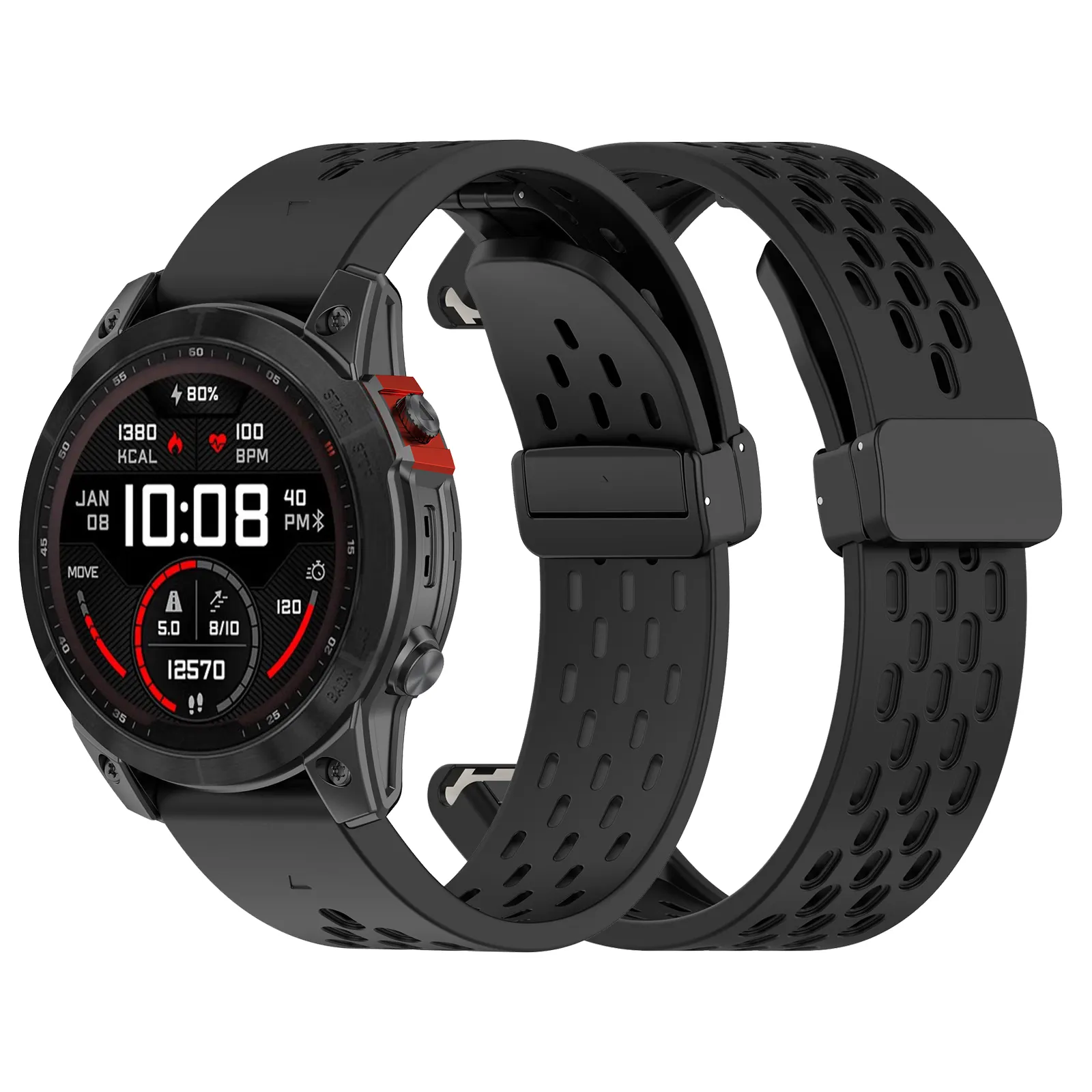 Pulseira de Silicone magnética para Garmin Fenix 7 6 5 Pro 20mm 22mm 26mm Quick Release Smart Watch Band