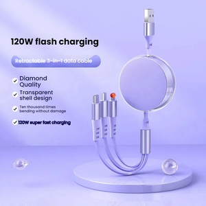 Çok fonksiyonlu 3-in-1 geri çekilebilir hızlı şarj olan USB kablosu 1.2m veri hattı şarj hızlı şarj 3In1 kablo - Product Image 5