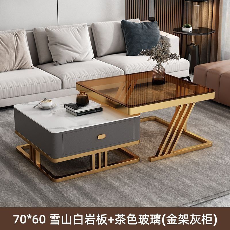 Gold frame grey cabinet-snow mountain white rock plate tea glass