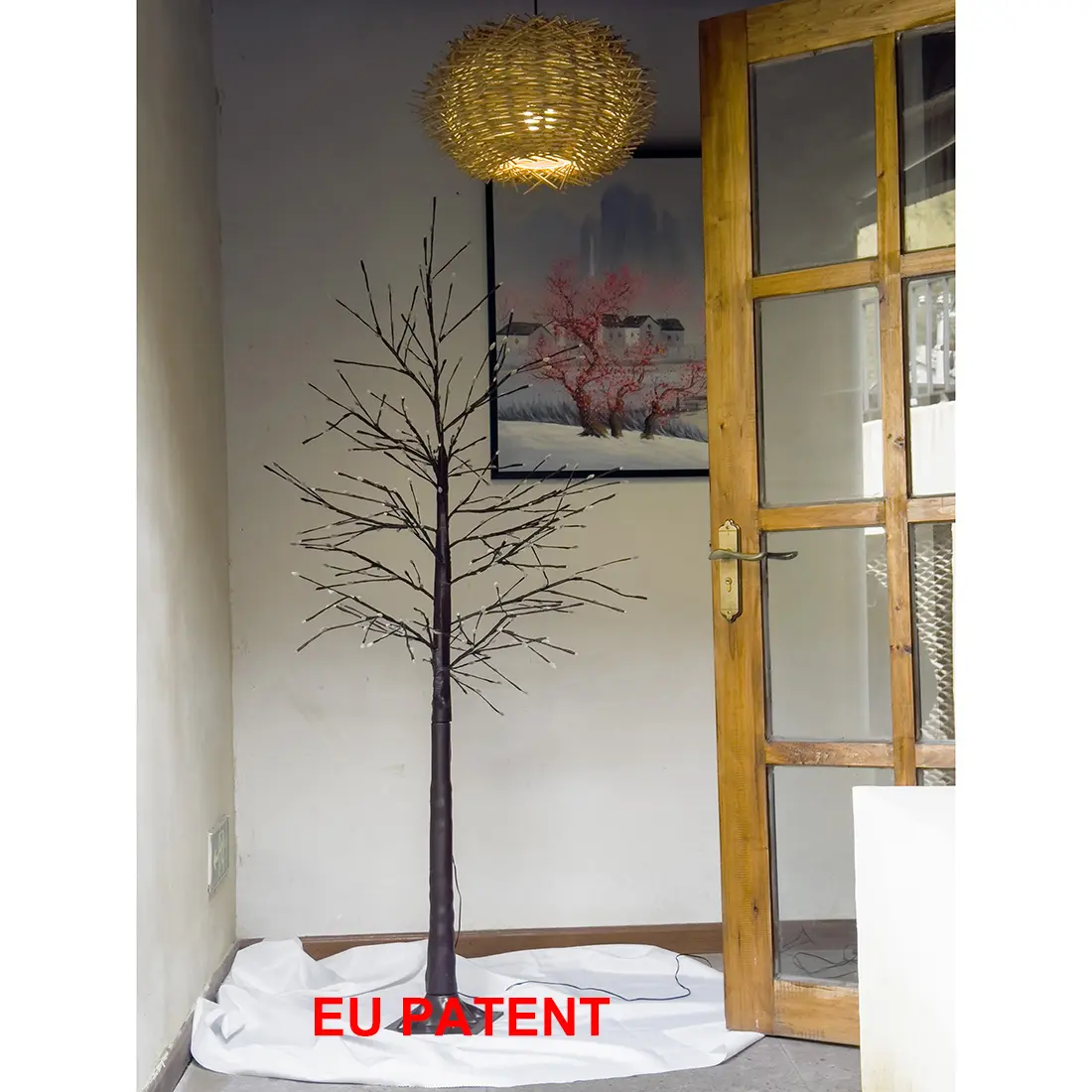 Árbol de abedul de suelo alimentado por batería, lámpara de árbol de luz decorativa, árbol LED para decoración interior y festiva del hogar