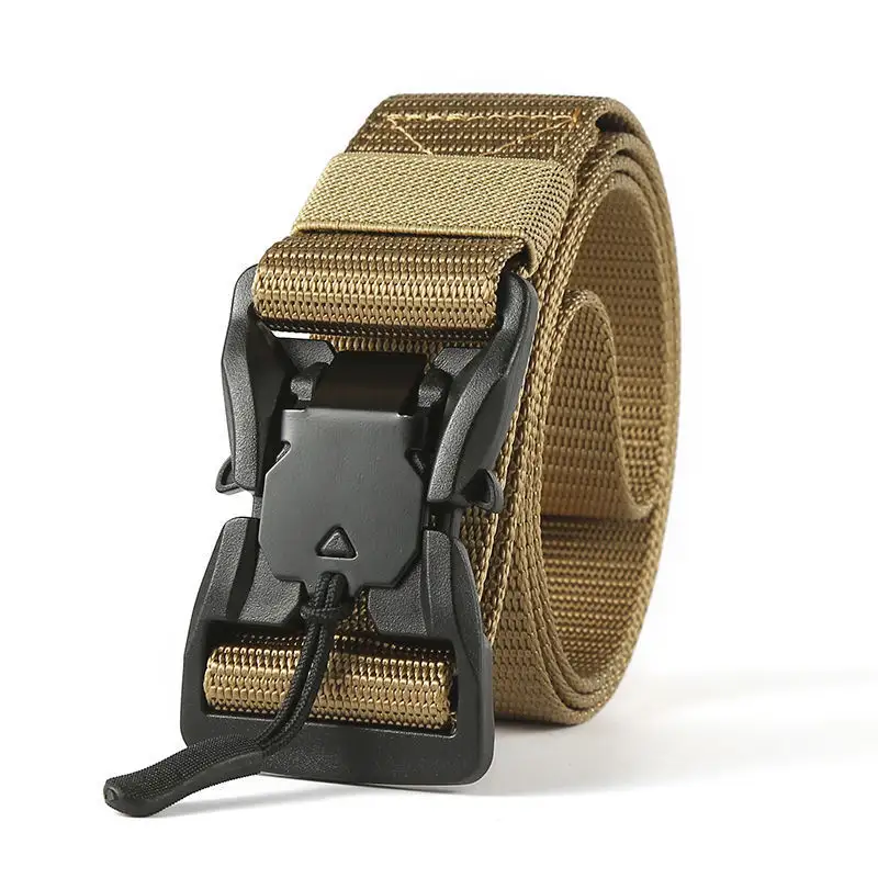 Nouveau bon confortable élastique tactique hommes ceinture accessoires dégagement rapide boucle magnétique Simple ceinture doux réel Nylon ceinture de sport