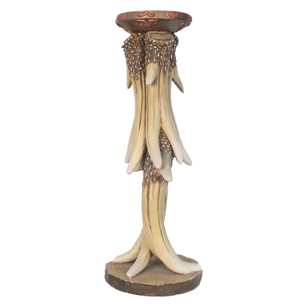 Customize Elephant African Decor Candle Holder Ivory Sculpture, 12 Inch, Polyresin, Full Color,Single